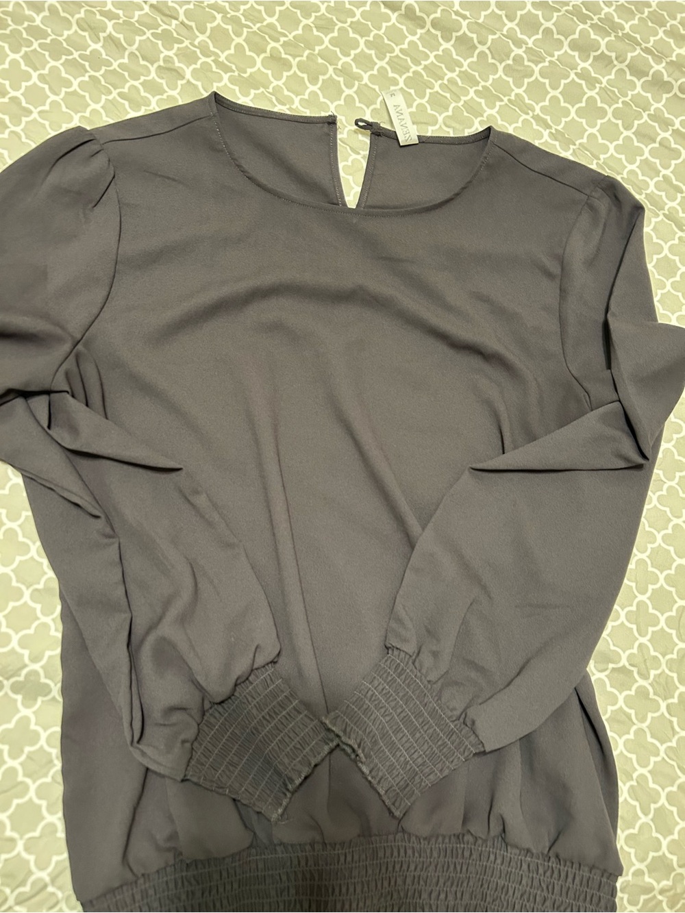Zenana Outfitters Dark Gray Scoop Neck Blouse